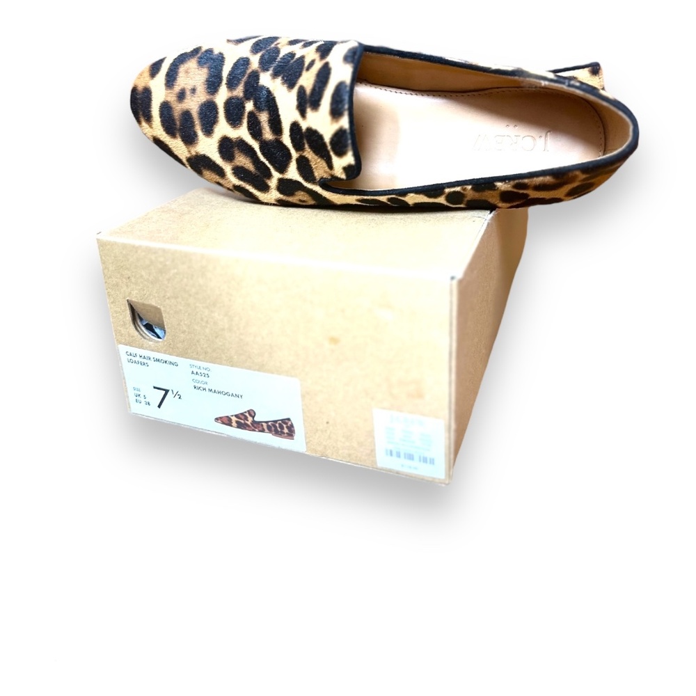 J. Crew Calf Hair Smoking Loafers Chetah Print  Sz 7 $118
